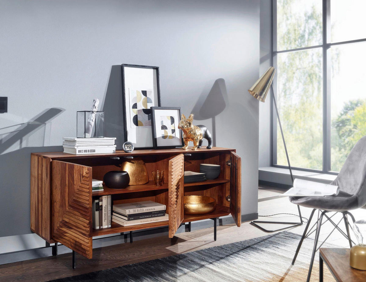 Sideboard rosenholz Nachbildung B/H/T: ca. 148x72x40 cm Sideboard - rosenholz (148,00/72,00/40,00cm) - Wohnling