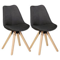 Stuhl 2er-Set grau natur Stoff Echtholz B/H/T: ca. 49x87x52 cm 2er-Set - natur/grau (49,00/87,00/52,00cm) - Wohnling