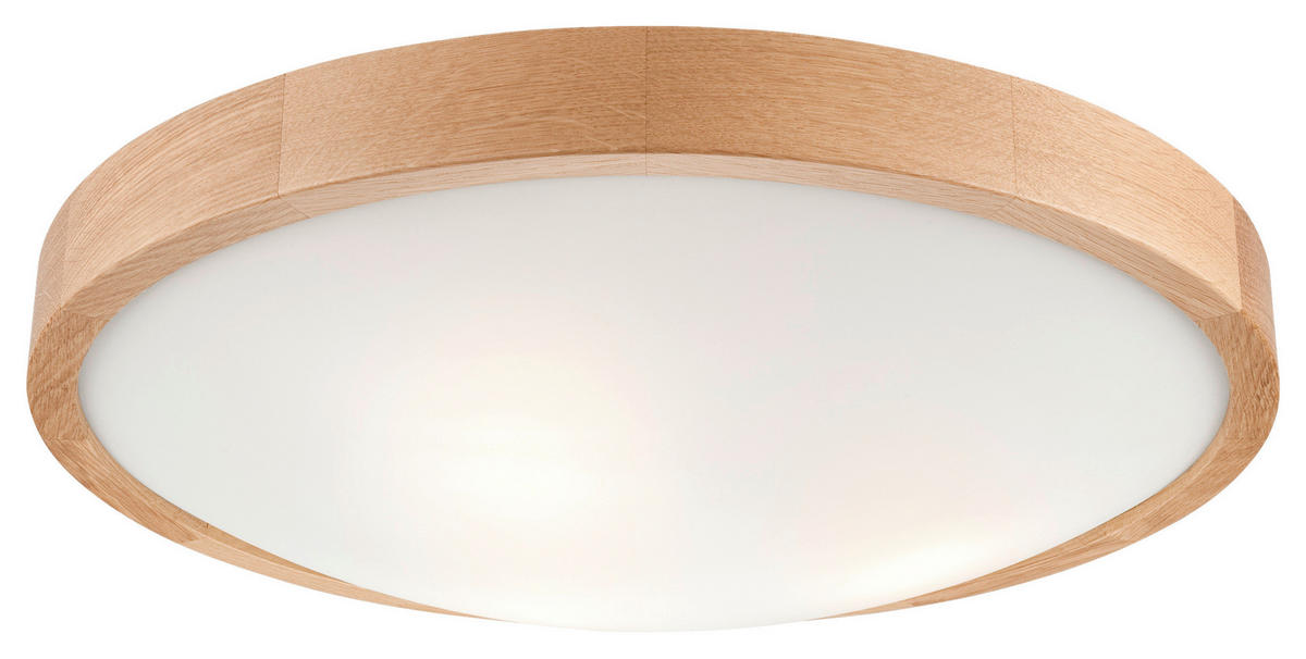 Lamkur Deckenleuchte ANELLO 41308 Eiche Glas Holz H/L: ca. 8x47 cm E27 3 Brennstellen Anello - Eiche (47,00cm) - Lamkur