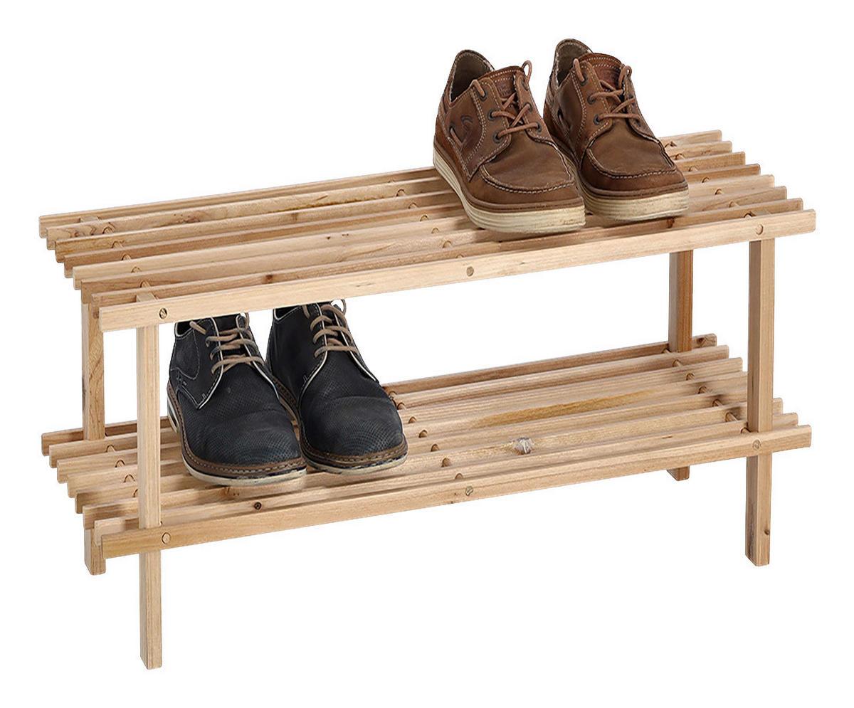 Zeller Schuhregal natur Kiefer B/H/T: ca. 80x30x26 cm Schuhregal_mit_2_Ablagen - natur (80,00/30,00/26,00cm) - Zeller