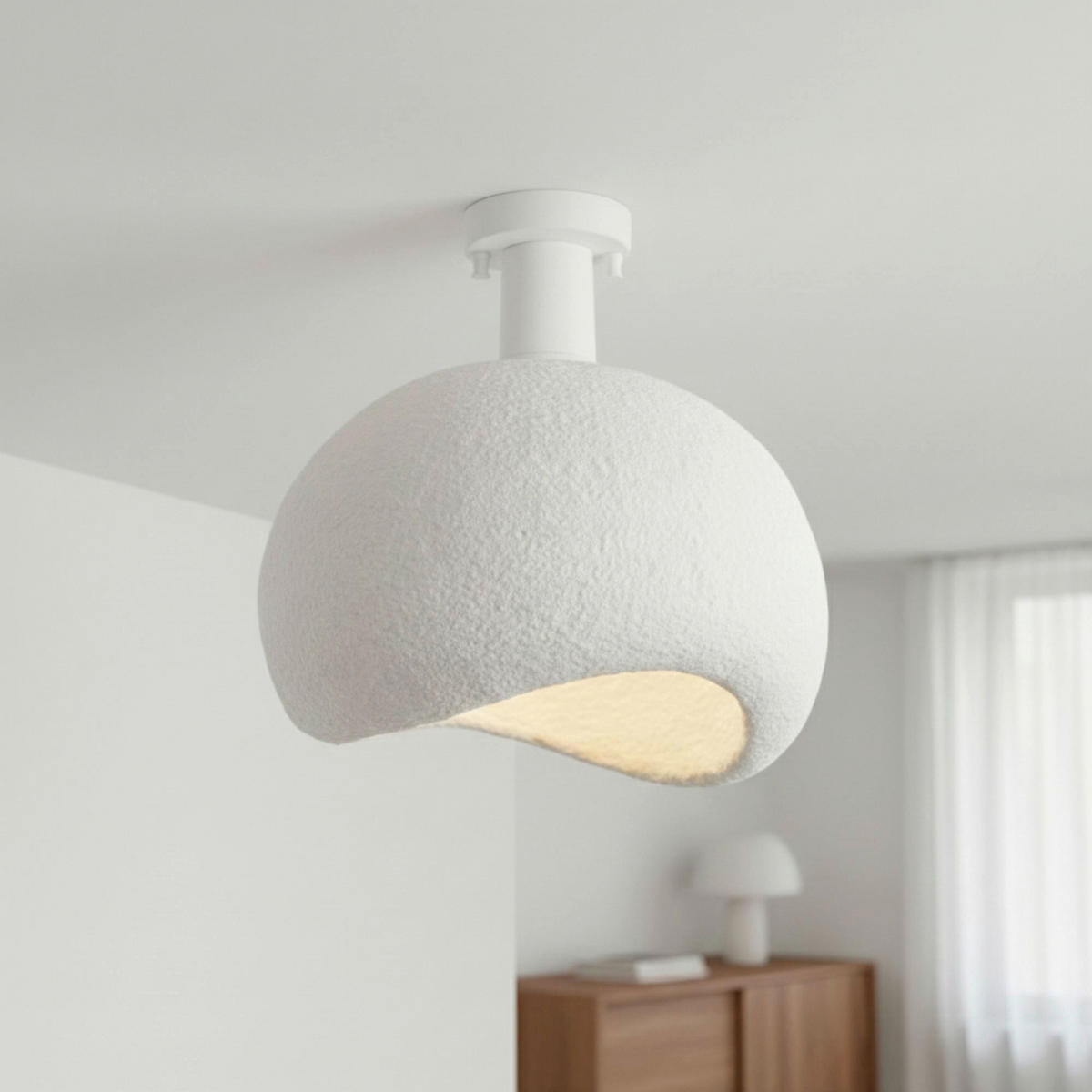 Opviq Deckenleuchte weiß Polyester-Mischgewebe Metall B/H/L: ca. 29x33x34 cm E27 1 Brennstellen Yontu - 15851 - weiß (34,00/29,00/33,00cm) - Opviq