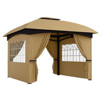 Outsunny Pavillon beige Polyester B/H/L: ca. 335x285x335 cm Pavillon - beige (335,00/335,00/285,00cm) - Outsunny