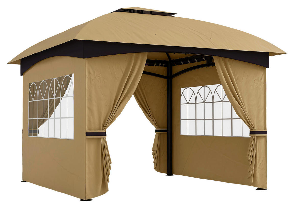 Outsunny Pavillon beige Polyester B/H/L: ca. 335x285x335 cm Pavillon - beige (335,00/335,00/285,00cm) - Outsunny