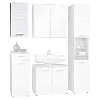 Badhängeschrank Stockholm Beton Optik weiß Hochglanz B/H/T: ca. 35x71x23 cm Stockholm - weiß (35,00/71,00/23,00cm)