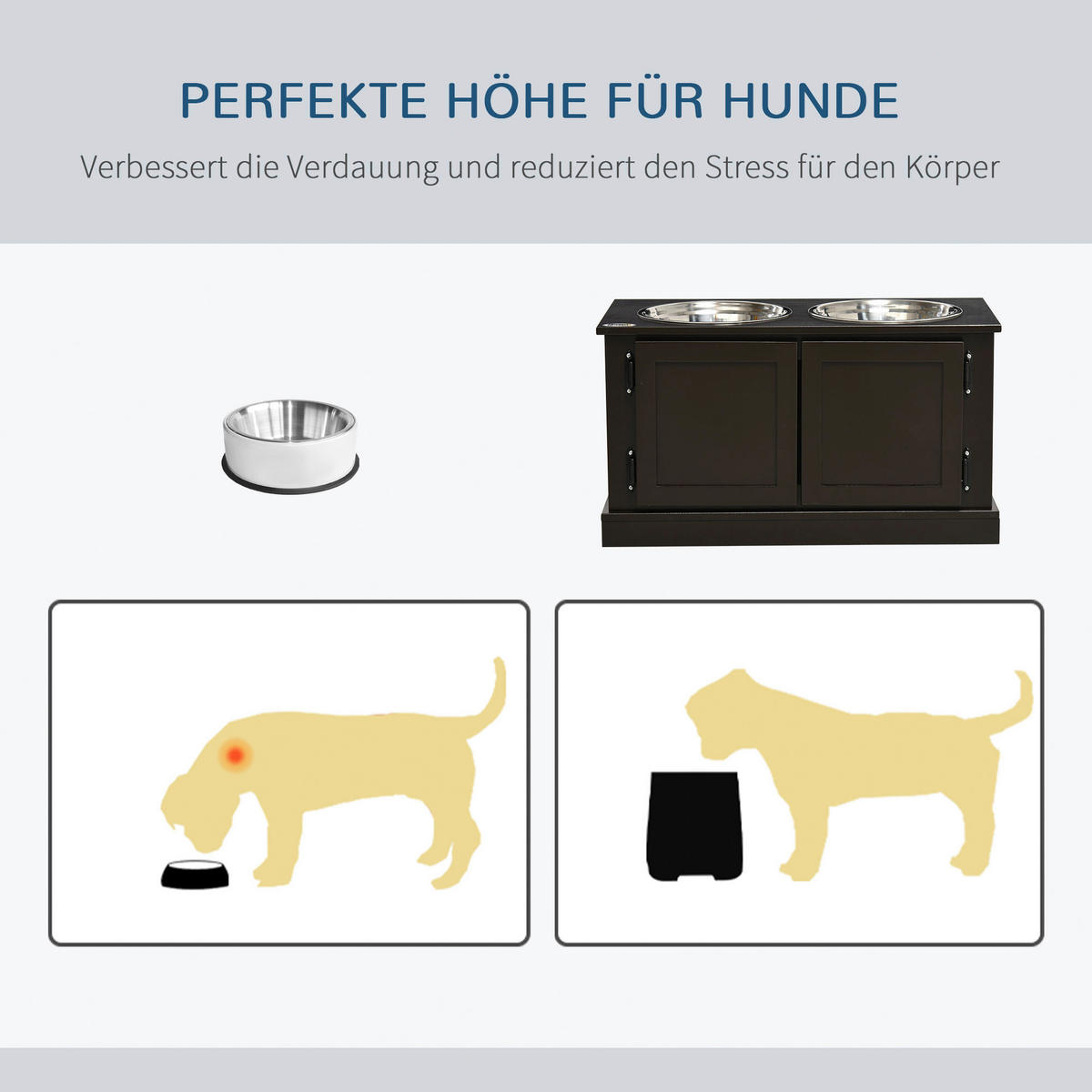 PawHut Hundenapf kaffee MDF B/H/L: ca. 30x34x60 cm Hundenapf - kaffee (60,00/30,00/34,00cm) - PawHut
