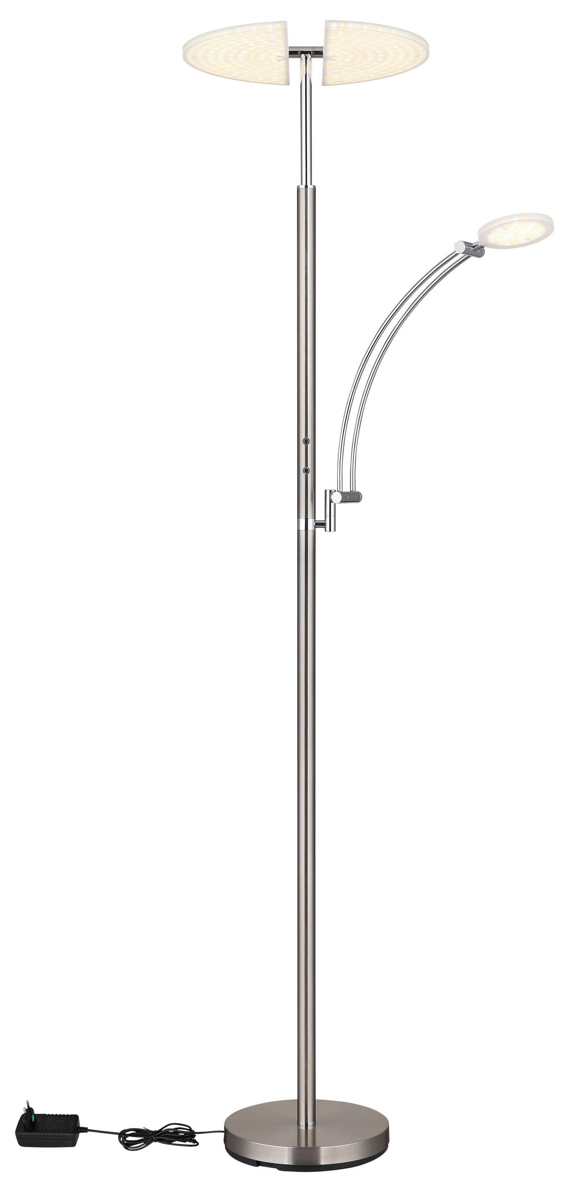 GLOBO LED-Deckenfluter nickel matt Chrom Kunststoff Metall B/H/T: ca. 80x183x40,5 cm 1 Brennstellen TIRANA - nickel matt/Chrom (80,00/183,00/40,50cm) - GLOBO