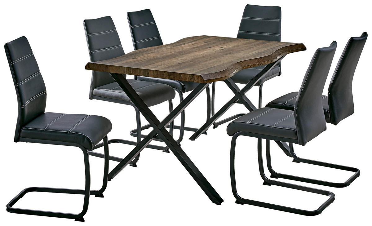 Esstisch Gerda braun Akazie Nachbildung B/H/T: ca. 140x76x90 cm Gerda - braun/schwarz (140,00/76,00/90,00cm)