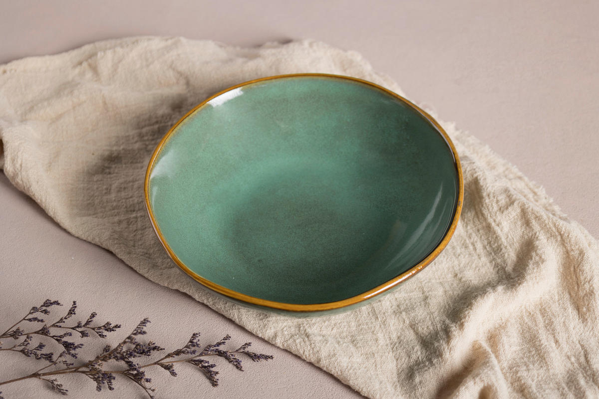 Teller grün Steinzeug D: ca. 18,5 cm Teller_Organic tief - grün (18,50cm)