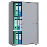 Büroschrank Lona XL mit Schiebetüren grau weiß B/H/T: ca. 70x110x37 cm Lona XL mit Schiebetüren - weiß/grau (70,00/110,00/37,00cm) - VCM Möbel