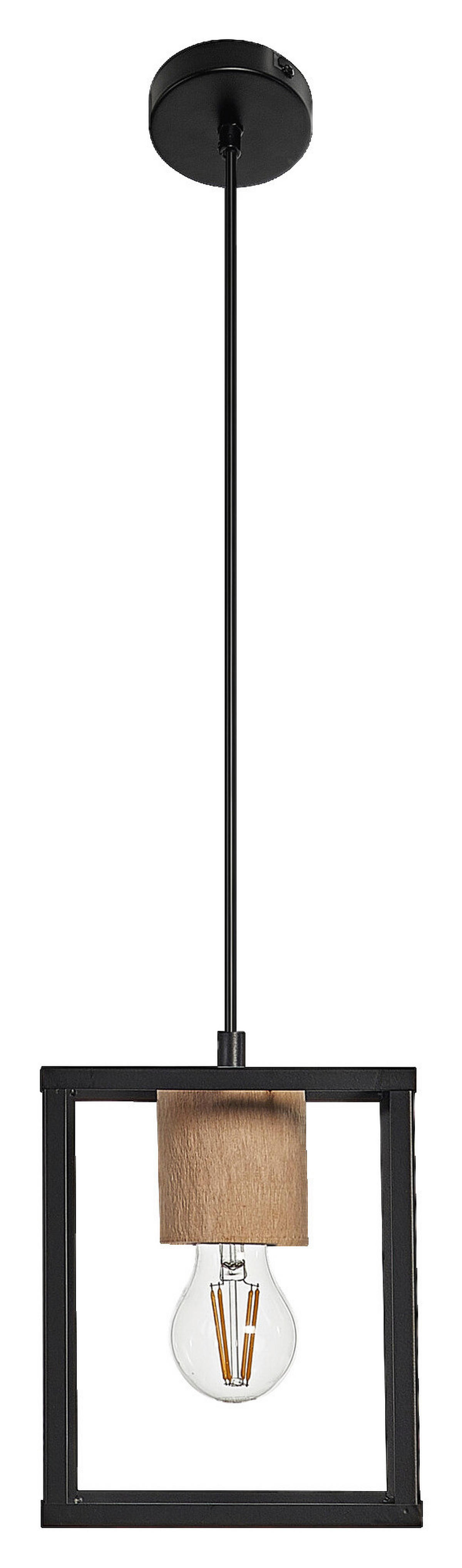 LEDVANCE Pendelleuchte Nairobi 758902 schwarz Metall Holz B/H/L: ca. 17x135x17 cm E27 1 Brennstellen Decor Nairobi - schwarz (17,00/17,00/135,00cm) - LEDVANCE