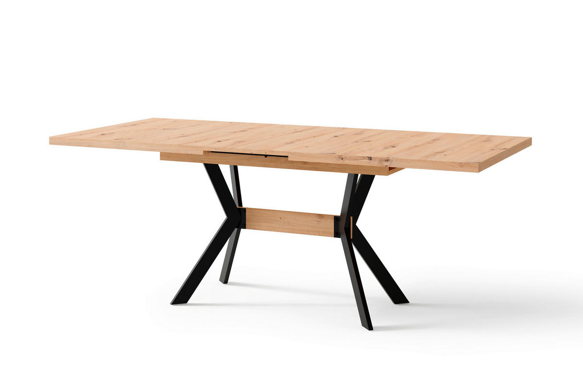 Tisch BREMEN Eiche Artisan Nachbildung B/H/T: ca. 160x75x90 cm BREMEN - Eiche/schwarz (160,00/75,00/90,00cm) - byLIVING