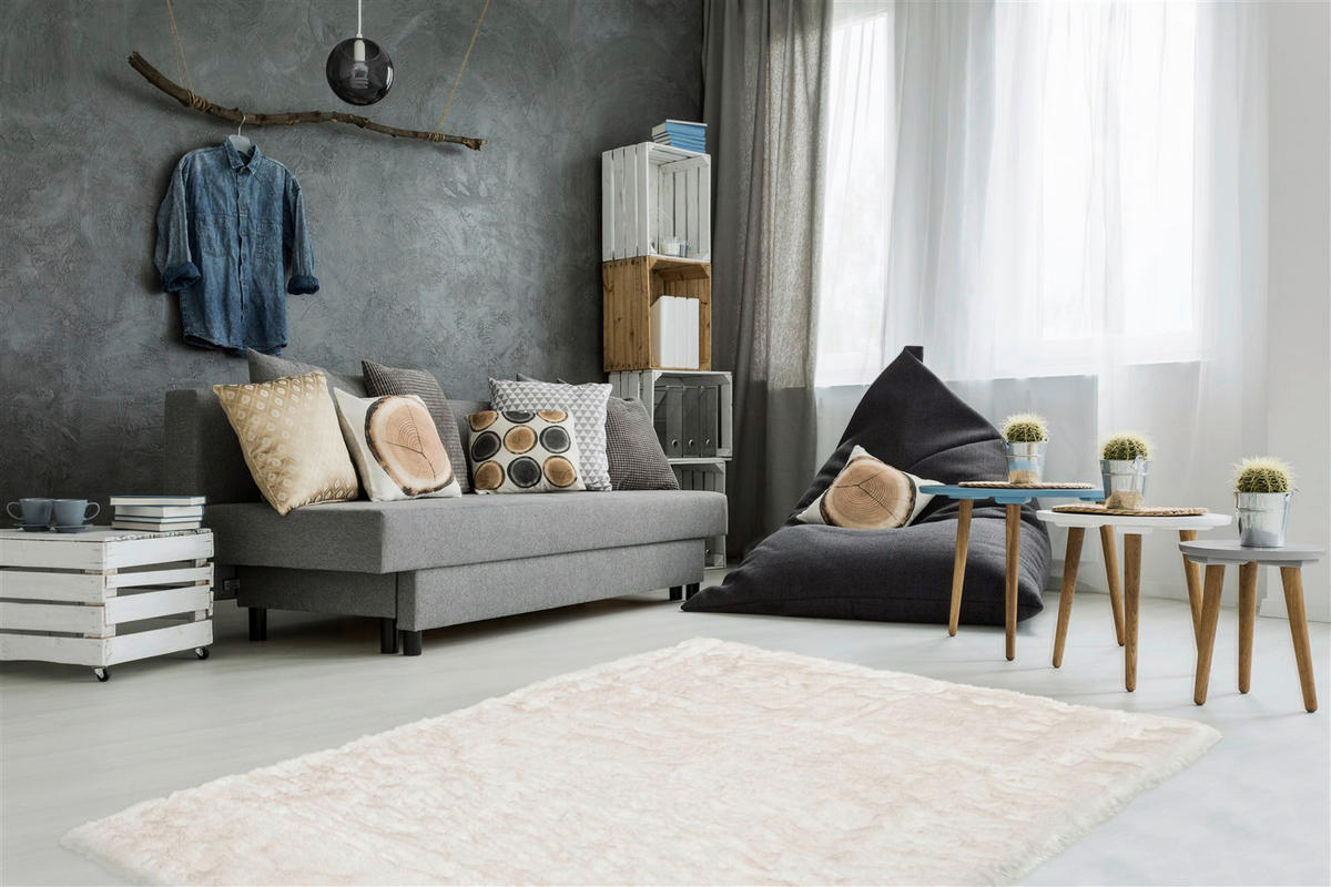 Kayoom Hochflorteppich Crown 110 puderrosa B/L: ca. 120x170 cm Crown 110 - weiß/puderrosa (120,00/170,00cm) - Kayoom