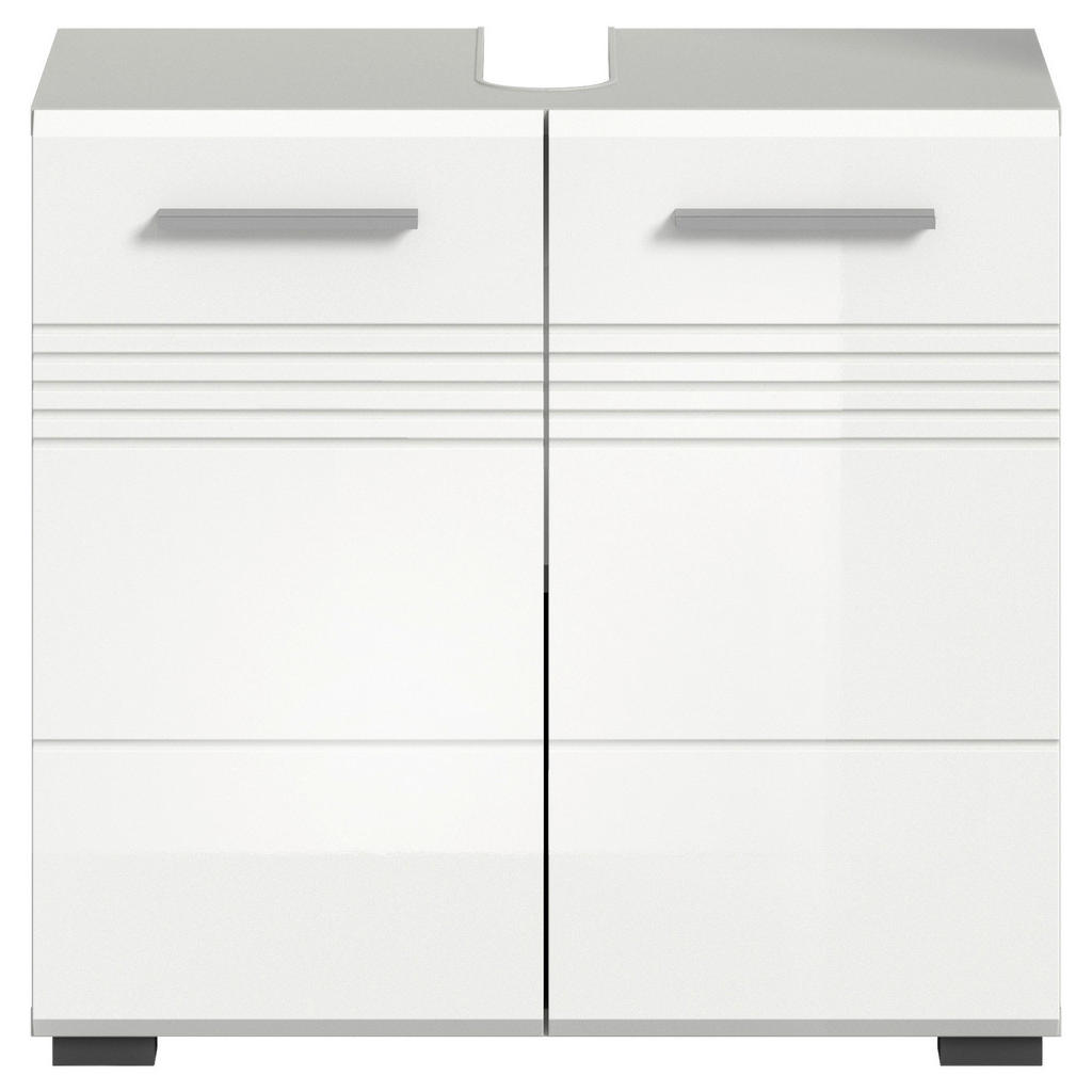 Thumbnail - Waschbeckenunterschrank Copa hellgrau weiß Hochglanz B/H/T: ca. 60x56x32 cm