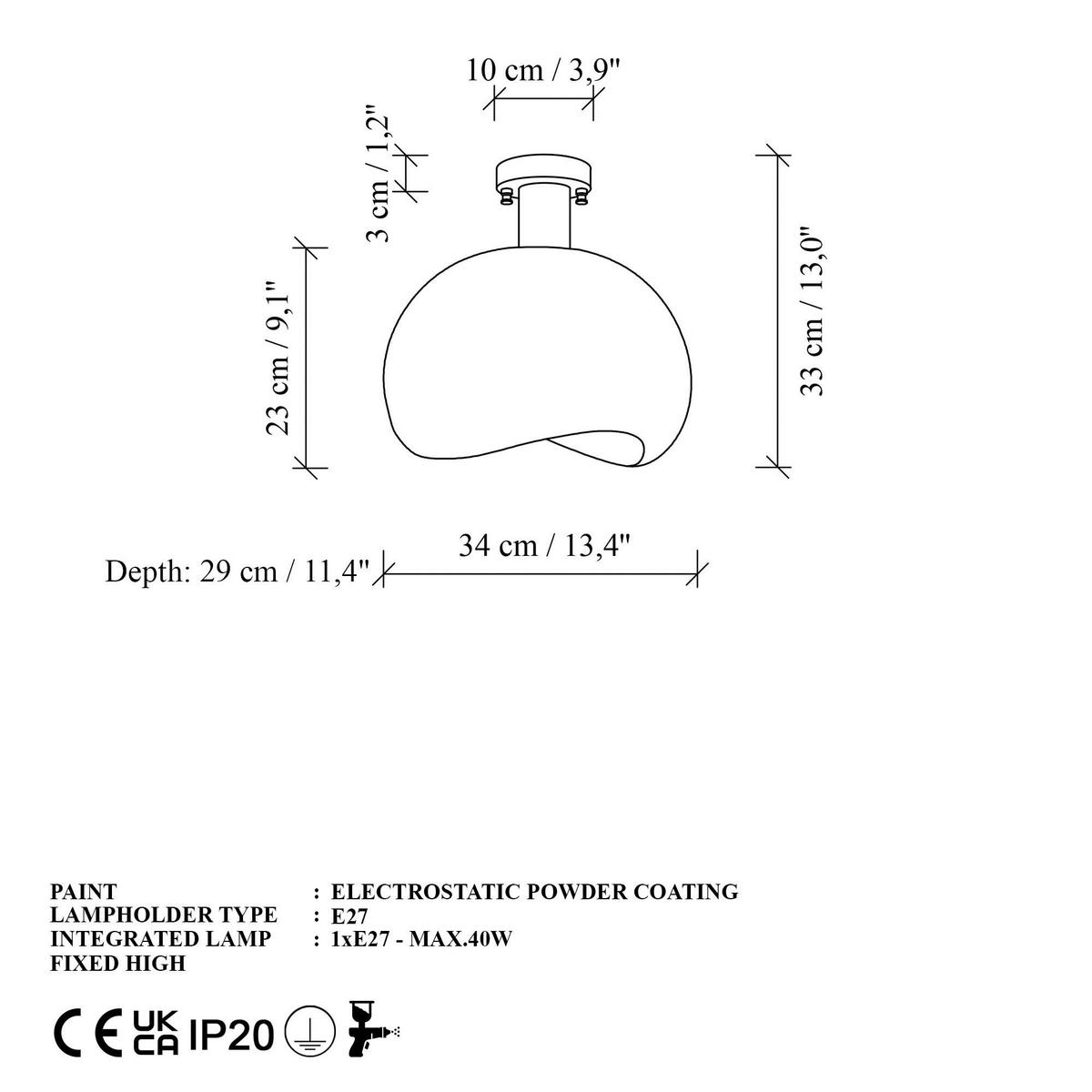 Opviq Deckenleuchte weiß Polyester-Mischgewebe Metall B/H/L: ca. 29x33x34 cm E27 1 Brennstellen Yontu - 15851 - weiß (34,00/29,00/33,00cm) - Opviq