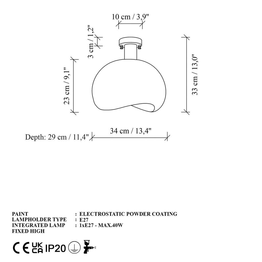 Thumbnail - Opviq Deckenleuchte weiß Polyester-Mischgewebe Metall B/H/L: ca. 29x33x34 cm E27 1 Brennstellen