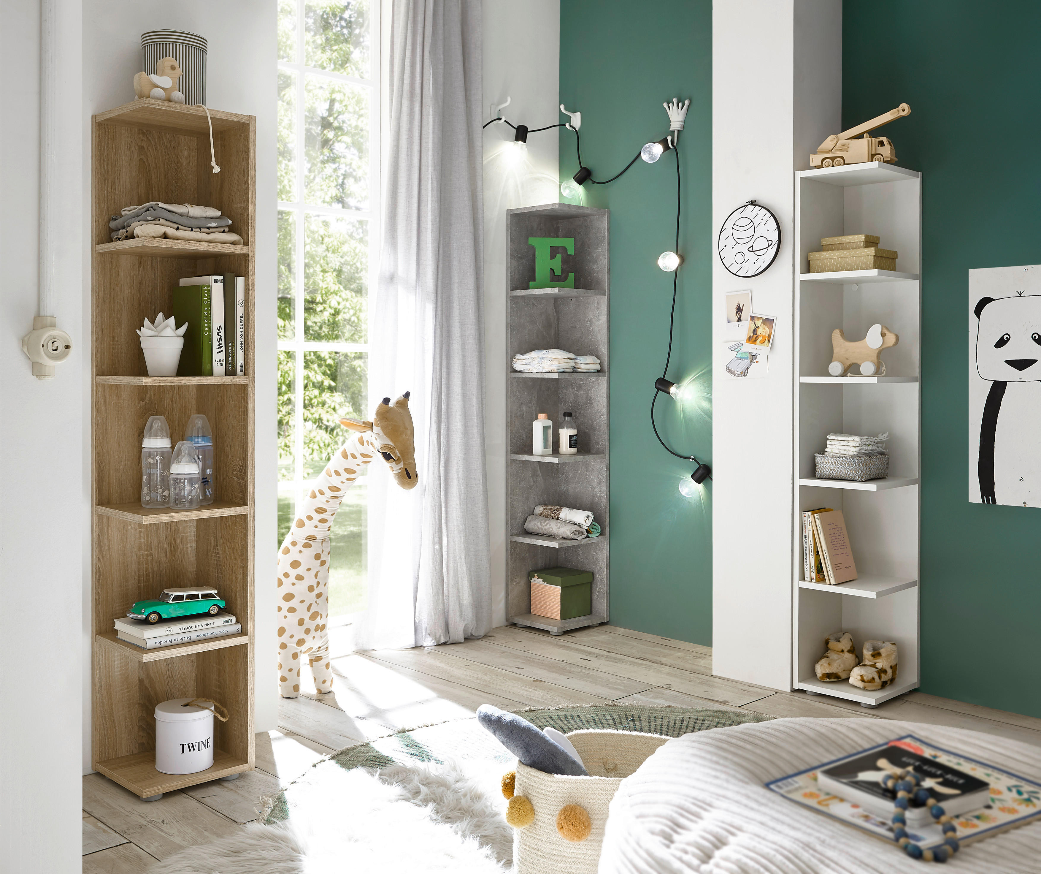 Eckregal Corner Light Beton Optik B/H/T: ca. 24x142x26 cm Corner Light - (24,00/142,00/26,00cm)