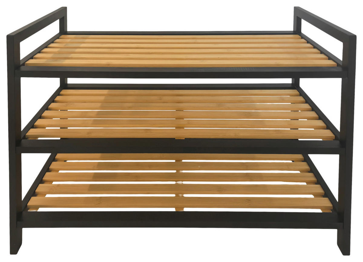 Schuhregal Jessica schwarz natur Bambus B/H/T: ca. 70x49x30 cm Jessica - natur/schwarz (70,00/49,00/30,00cm)