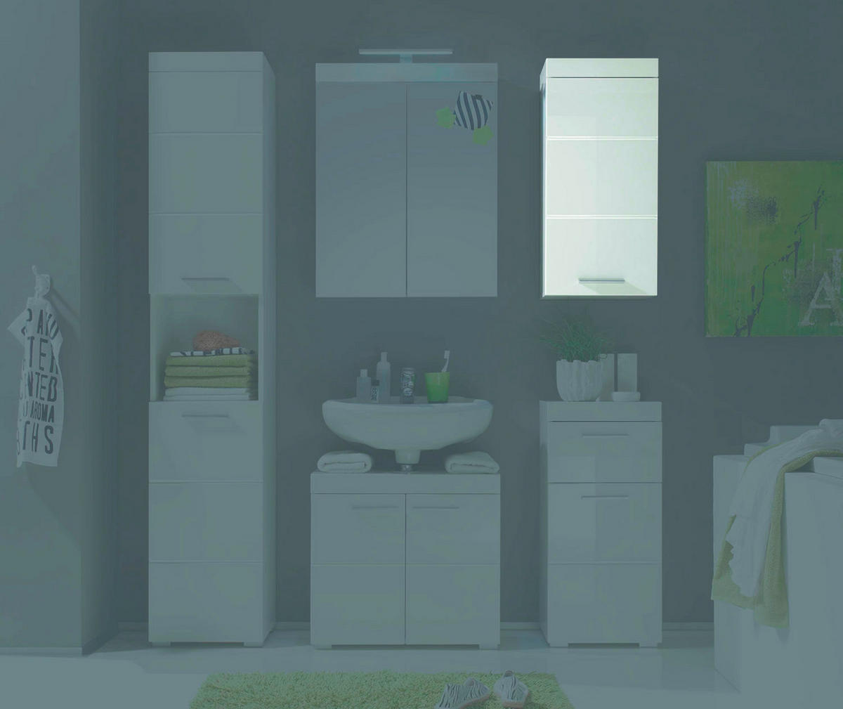 Badhängeschrank Amanda weiß weiß Hochglanz B/H/T: ca. 37x77x23 cm Amanda - weiß (37,00/77,00/23,00cm)