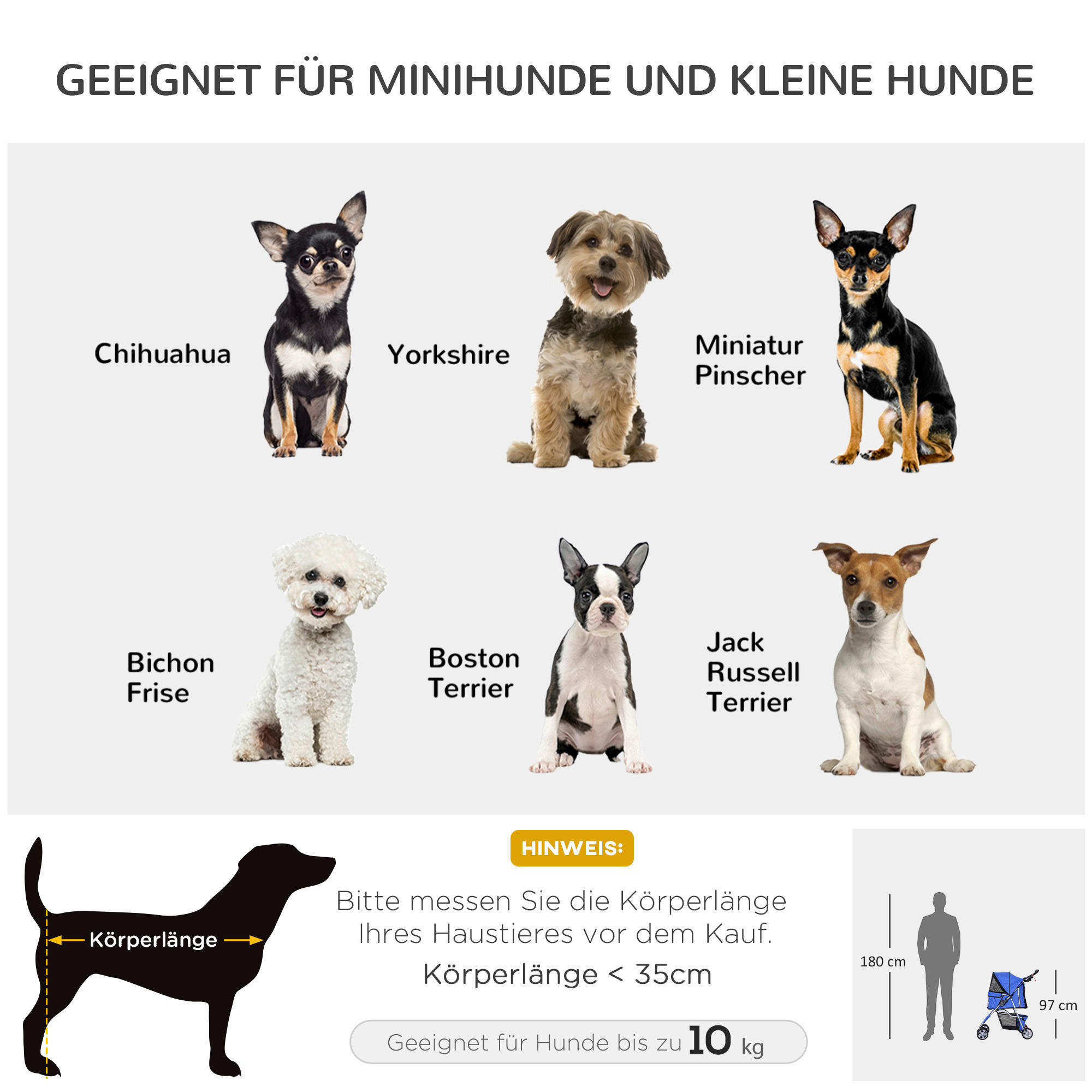 PawHut Hunde-Zubehör blau Edelstahl B/H/L: ca. 45x75x97 cm Hundebuggy - blau (97,00/45,00/75,00cm) - PawHut