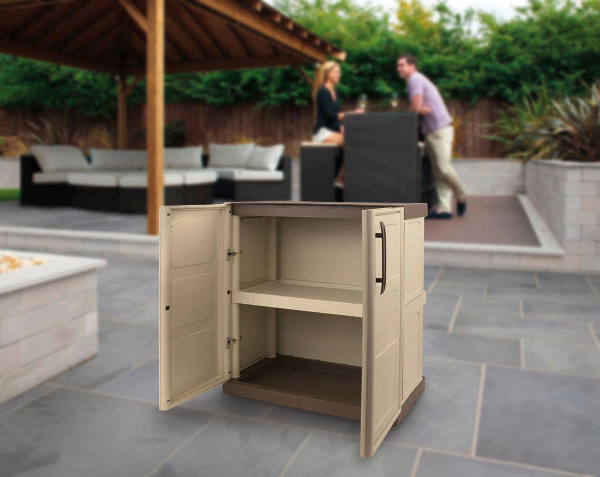 ArtPlast Kunststoffschrank Steel niedrig beige Kunststoff B/H/T: ca. 70x85,5x39 cm Steel niedrig - beige/taupe (70,00/85,50/39,00cm) - ArtPlast