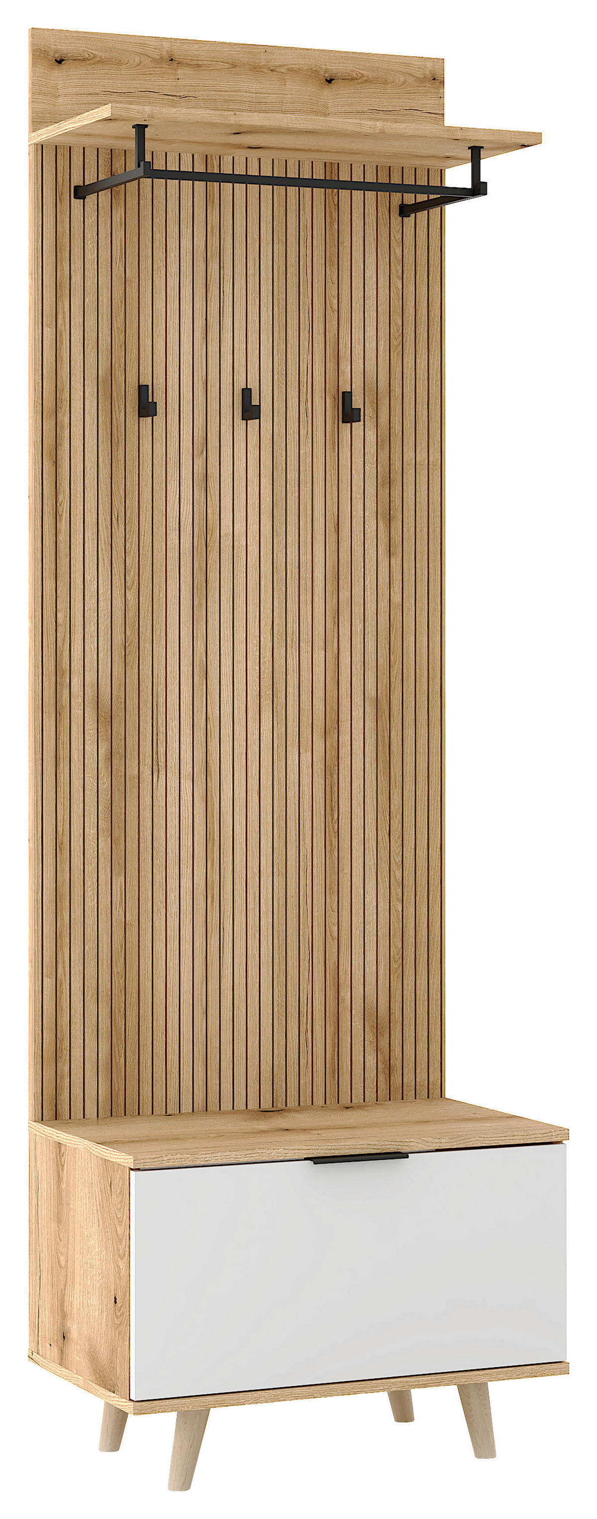 Garderobe NORDIC Eiche Evoke Oak Nachbildung weiß B/H/T: ca. 65x204x40 cm NORDIC - Eiche/weiß (65,00/204,00/40,00cm) - WIPMEB