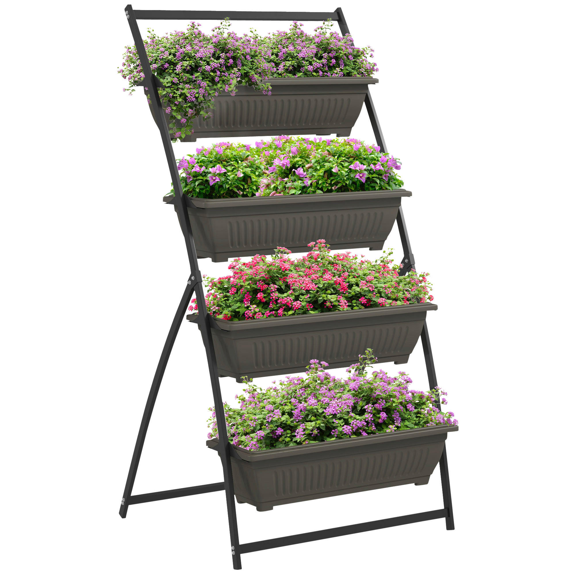 Outsunny Pflanzenständer braun Edelstahl B/H/L: ca. 79x76x162 cm Pflanzenständer - braun (162,00/79,00/76,00cm) - Outsunny