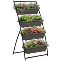 Outsunny Pflanzenständer braun Edelstahl B/H/L: ca. 79x76x162 cm Pflanzenständer - braun (162,00/79,00/76,00cm) - Outsunny