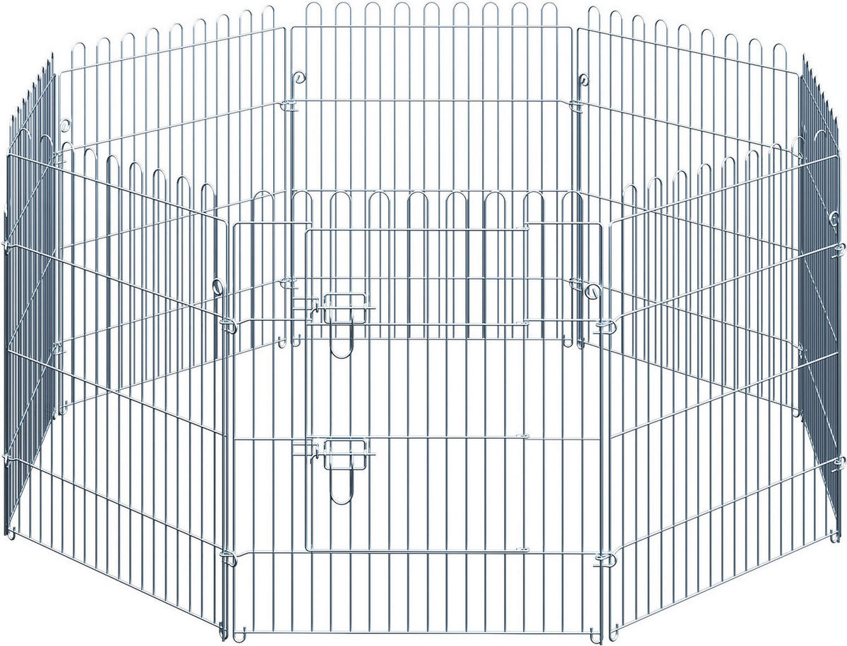 PawHut Freilaufgehege silber Metall Freilaufgehege 8tlg./Welpenausl. - silber - PawHut