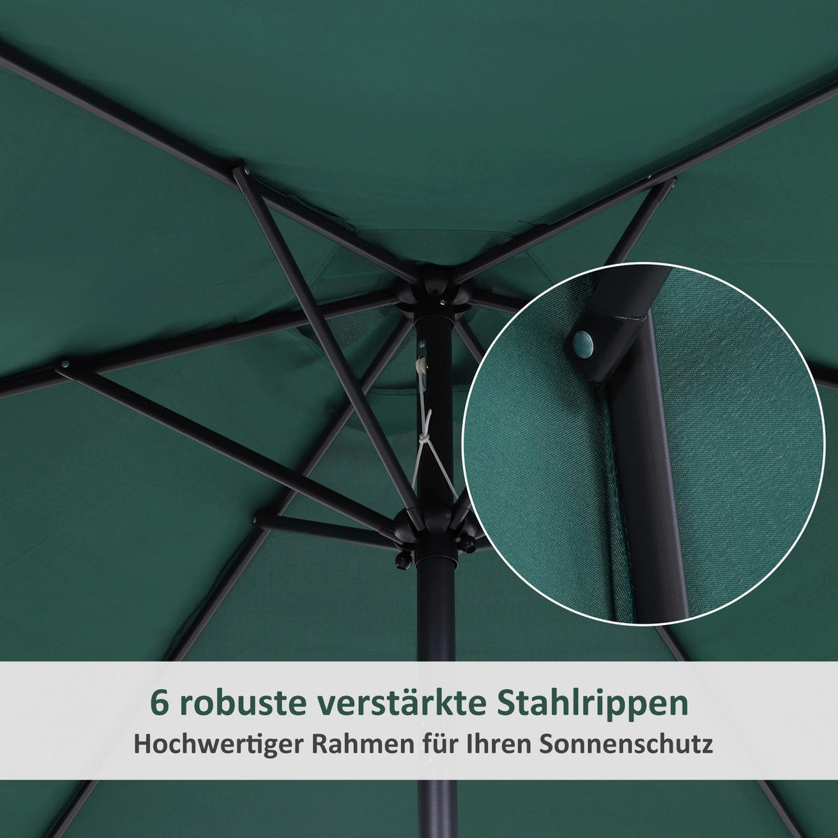 Outsunny Sonnenschirm grün Stahl B/H/L: ca. 270x235x270 cm Sonnenschirm_mit_Handkurbel - grün (270,00/270,00/235,00cm) - Outsunny