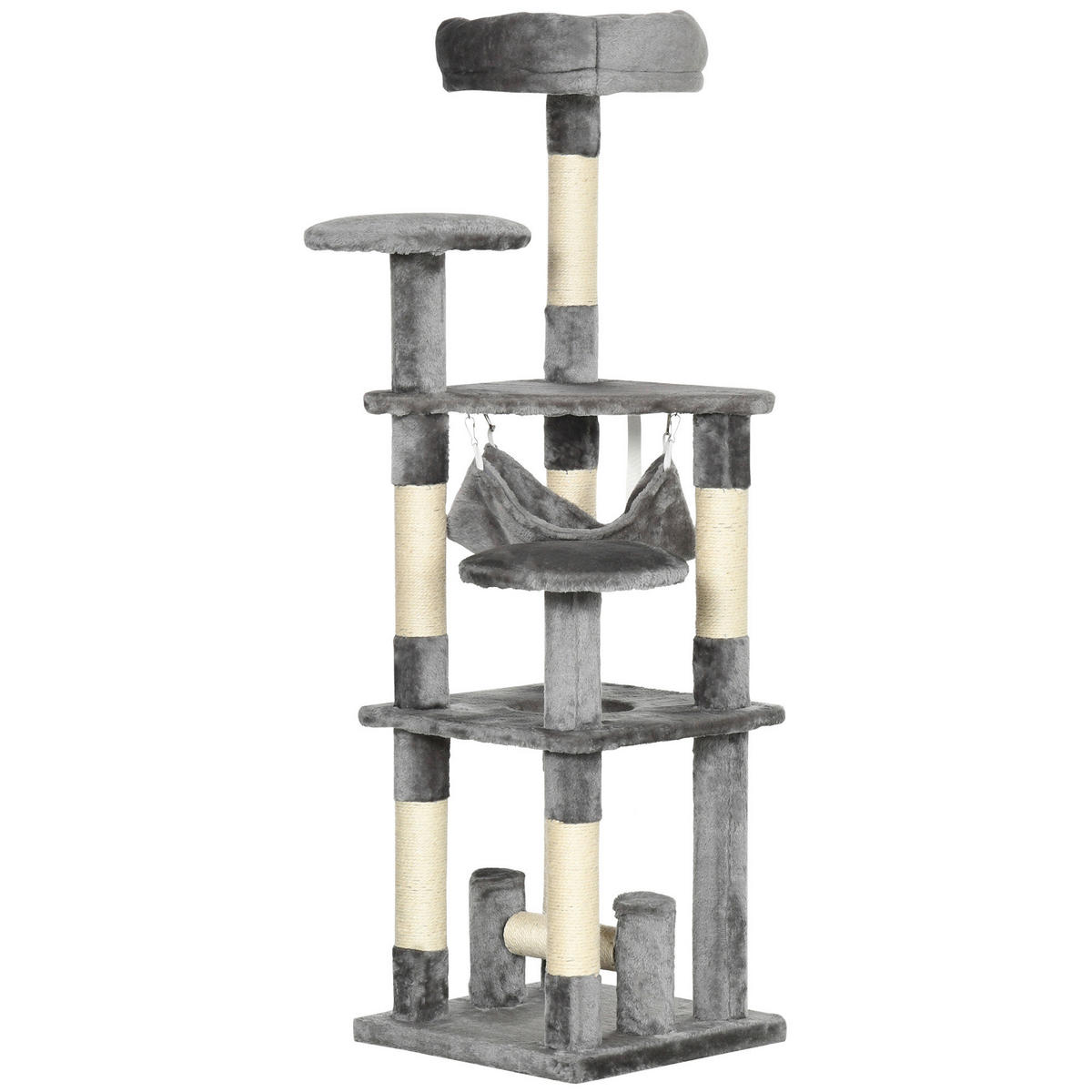 PawHut Katzen-Zubehör grau Edelstahl B/H/L: ca. 40x40x132 cm Katzenbaum - grau (132,00/40,00/40,00cm) - PawHut