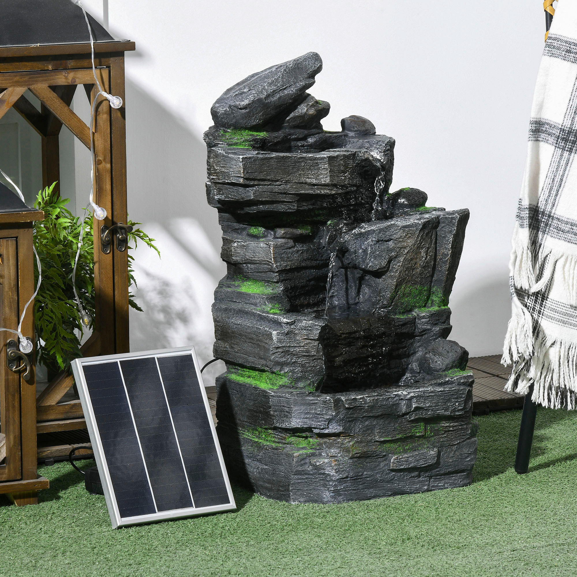 Outsunny Gartenbrunnen dunkelgrau B/H/L:...