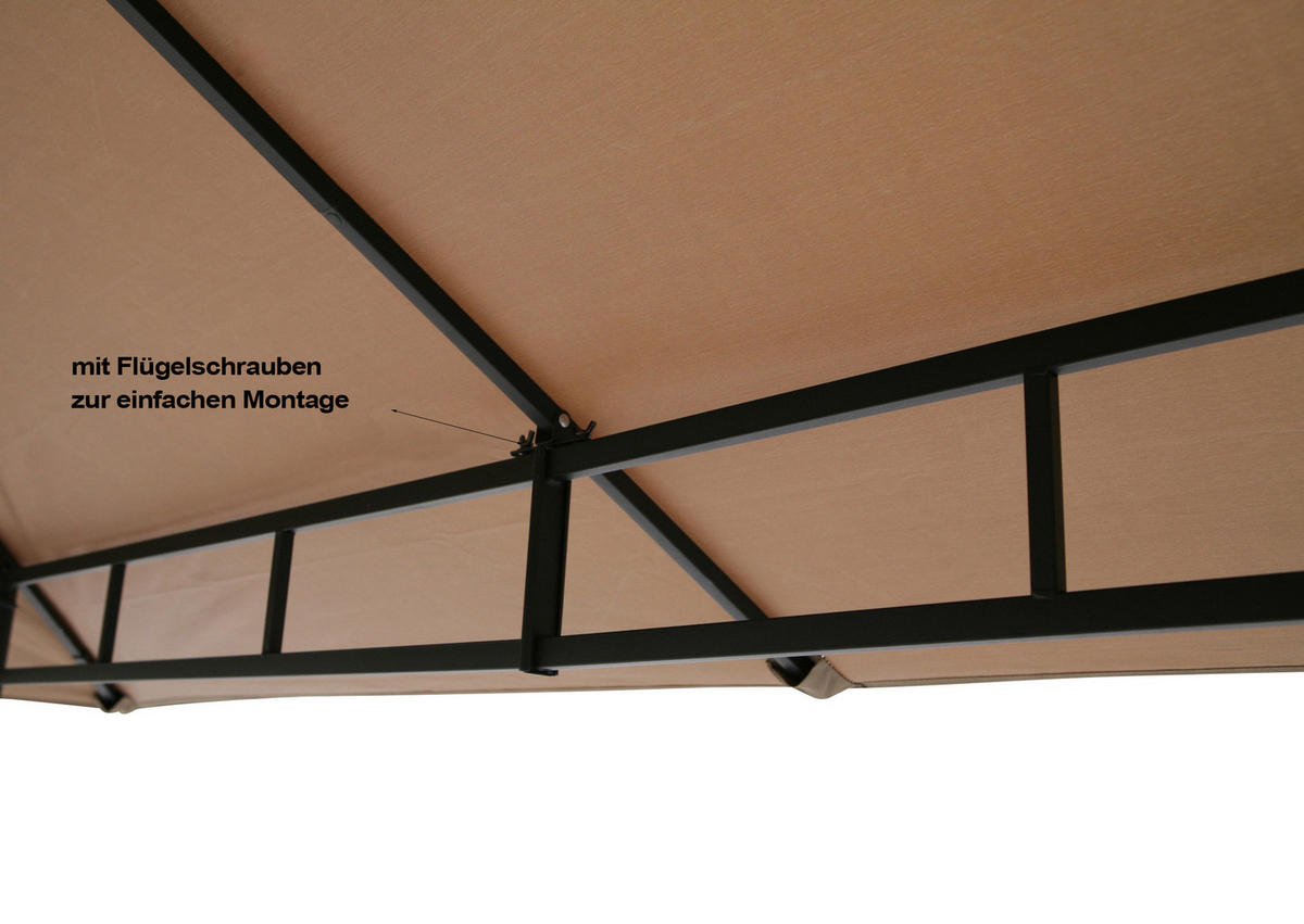 Grasekamp Pavillon Amalfi Flex taupe Stahl B/H/L: ca. 300x253x300 cm Amalfi Flex - taupe (300,00/300,00/253,00cm) - Grasekamp