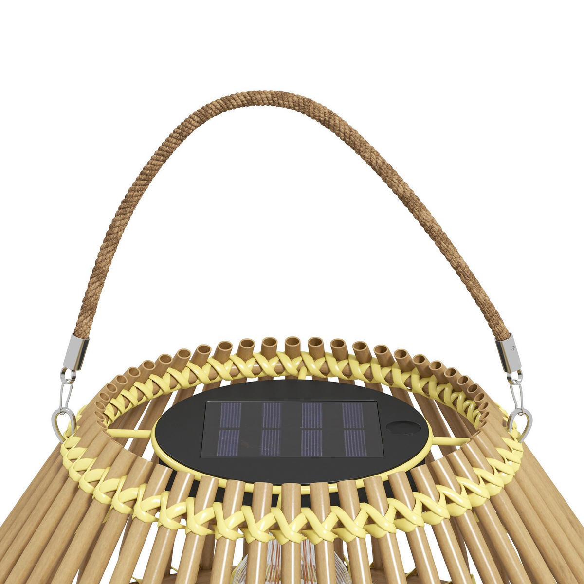 Solarleuchte 867-153V00YL gelb Polyrattan Edelstahl B/H/L: ca. 31x31x32 cm Rattan_Solarleuchte - gelb (32,00/31,00/31,00cm) - Outsunny