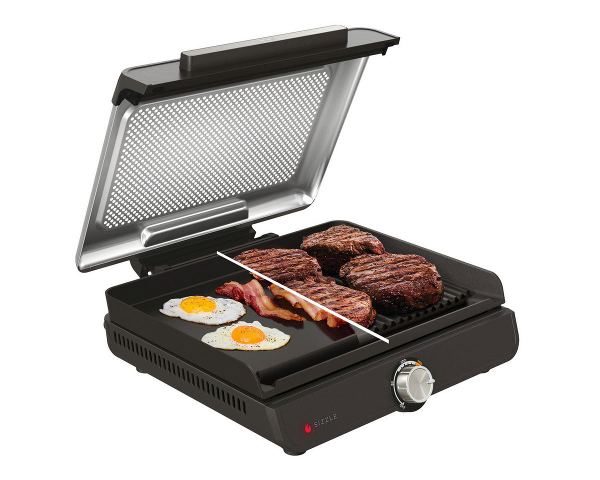 Ninja Grillplatte schwarz Edelstahl Aluminium B/H/L: ca. 7x13x37,5 cm Sizzle GR101EU - schwarz (37,50/7,00/13,00cm) - Ninja