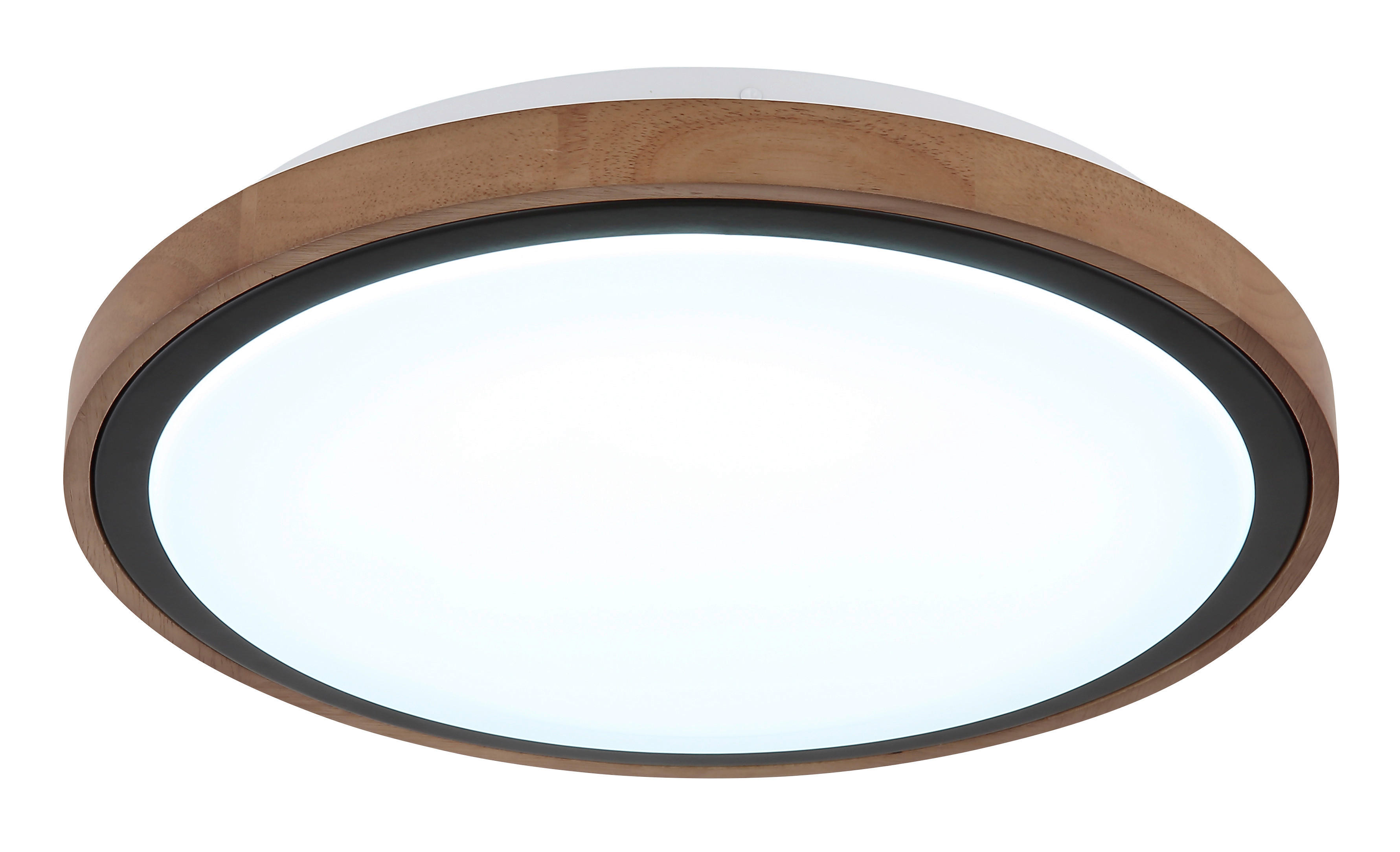 GLOBO LED-Deckenleuchte Opal schwarz braun Metall Holz Acryl H/D: ca. 9,5x38 cm BRUNO - braun/schwarz (38,00/9,50cm) - GLOBO