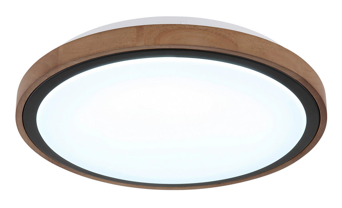 GLOBO LED-Deckenleuchte Opal schwarz braun Metall Holz Acryl H/D: ca. 9,5x38 cm BRUNO - braun/schwarz (38,00/9,50cm) - GLOBO