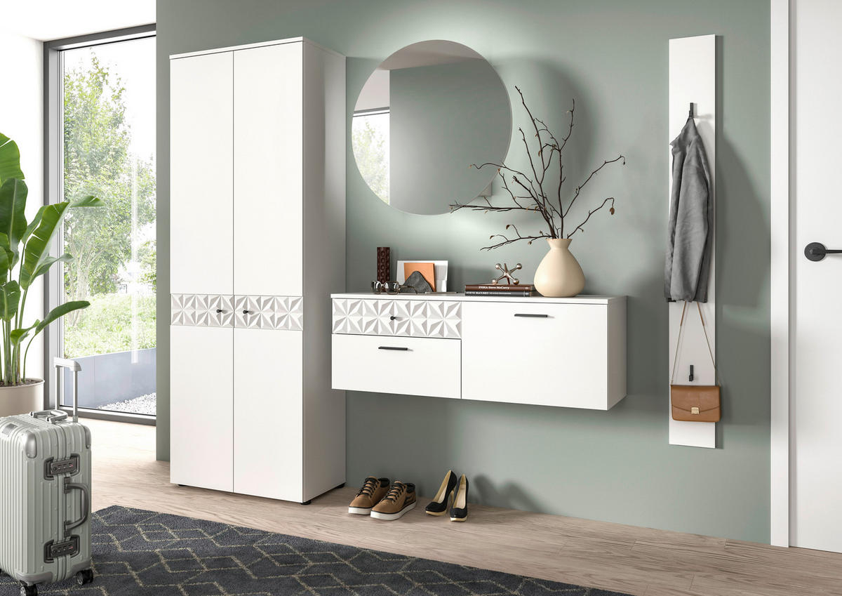 Garderobe Prisma weiß weiß Hochglanz B/H/T: ca. 226x192x34 cm Prisma - weiß (226,00/192,00/34,00cm) - xonox.home