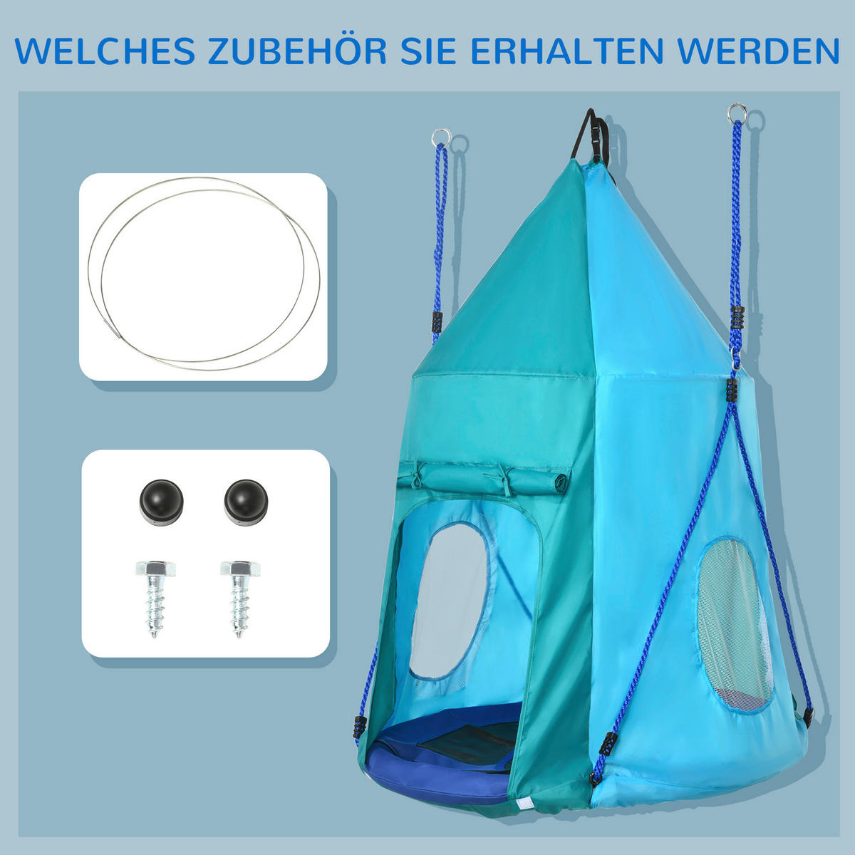 Outsunny Schaukel blau B/H/L: ca. 100x100x150 cm Nestschaukel - blau/grün (150,00/100,00/100,00cm) - Outsunny