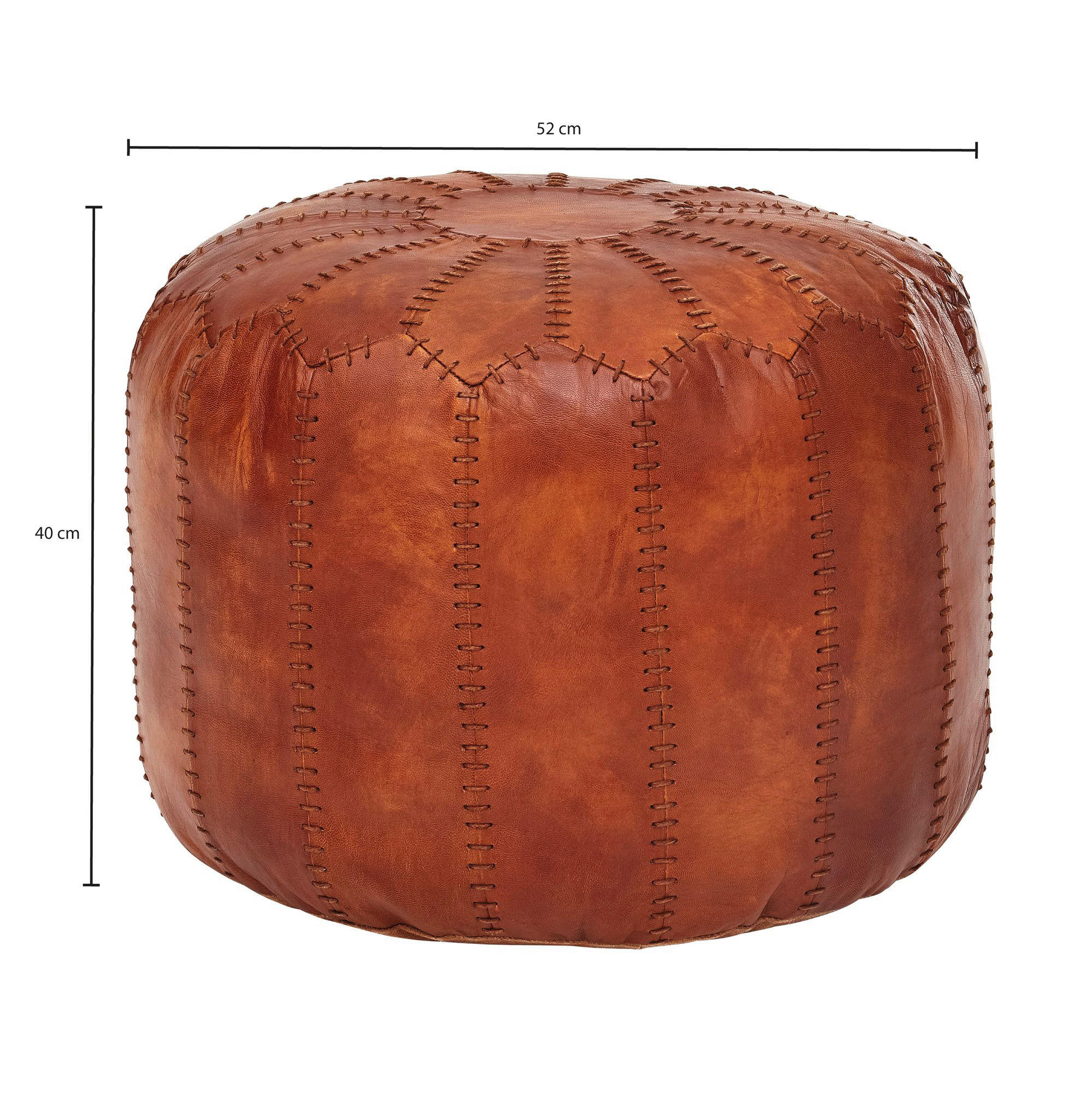 Wohnling Sitzhocker braun Leder B/H/T: ca. 52x42x52 cm Sitzhocker - braun (52,00/42,00/52,00cm) - Wohnling
