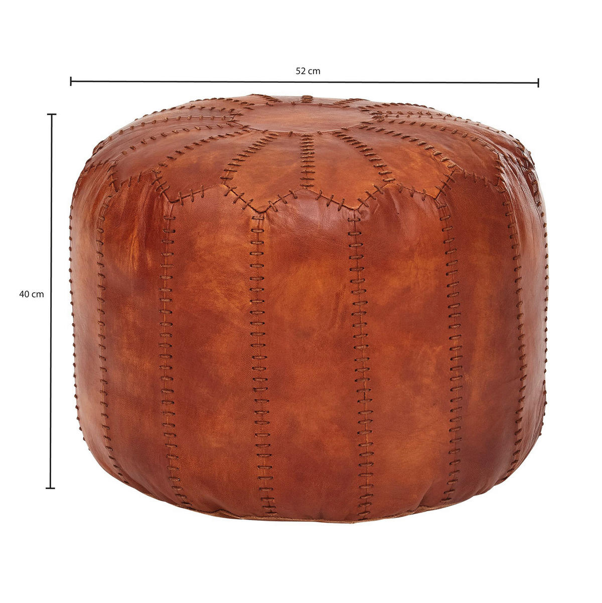 Wohnling Sitzhocker braun Leder B/H/T: ca. 52x42x52 cm Sitzhocker - braun (52,00/42,00/52,00cm) - Wohnling