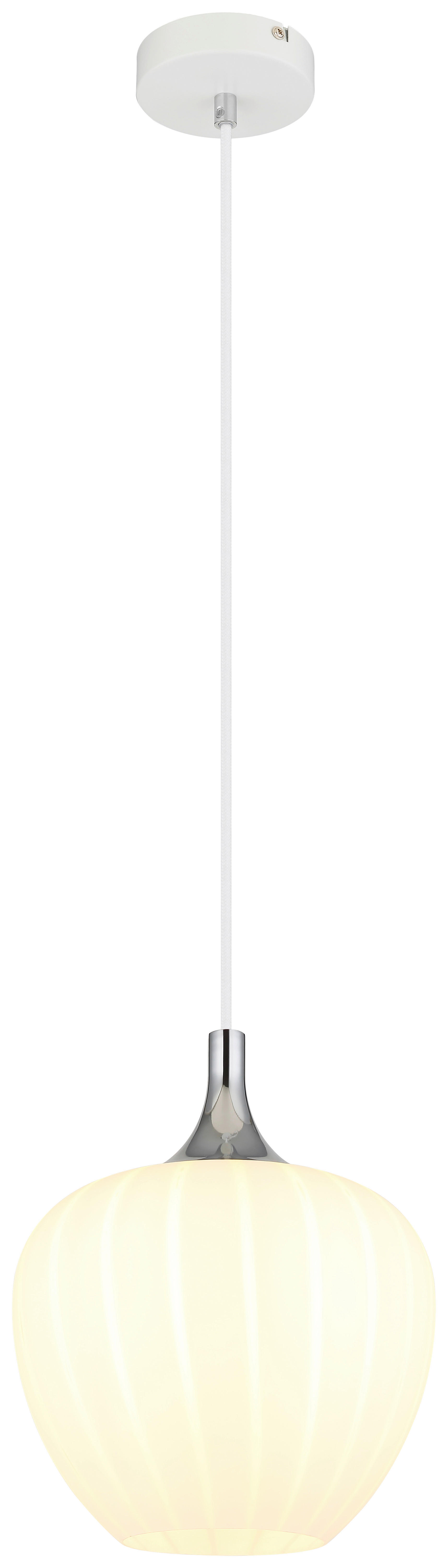 GLOBO Pendelleuchte weiß Chrom Opal Metall Glas H/D: ca. 120x24 cm E27 1 Brennstellen MAXY - weiß/Opal (24,00/120,00cm) - GLOBO