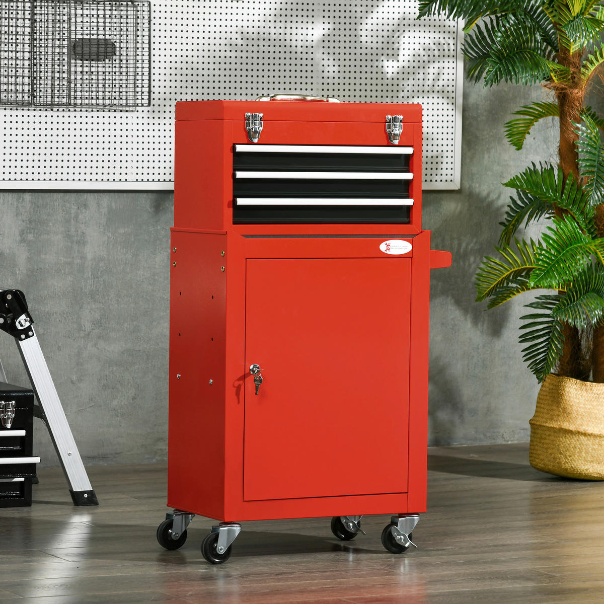 Werkstatt-Zubehör rot B/H/L: ca. 28x46x94 cm Werkzeugwagen - rot (94,00/28,00/46,00cm) - DURHAND
