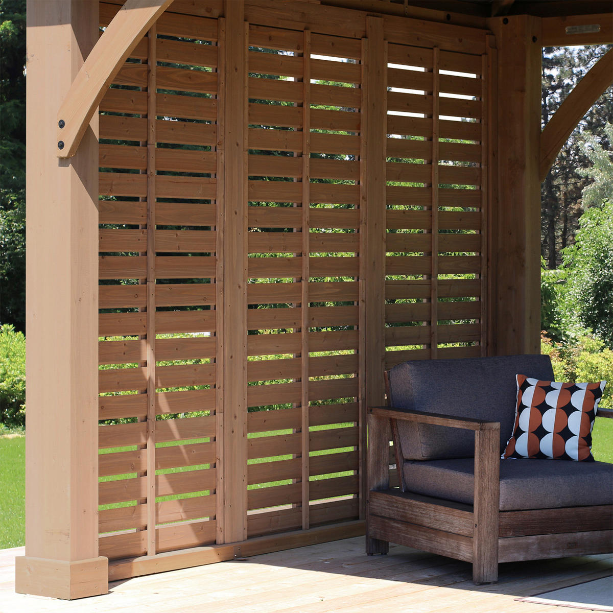 Westmann Seitenwand für Pavillon Devon natur Holz B/H/T: ca. 322,6x226,7x7,6 cm Devon - natur (322,60/226,70/7,60cm) - Westmann