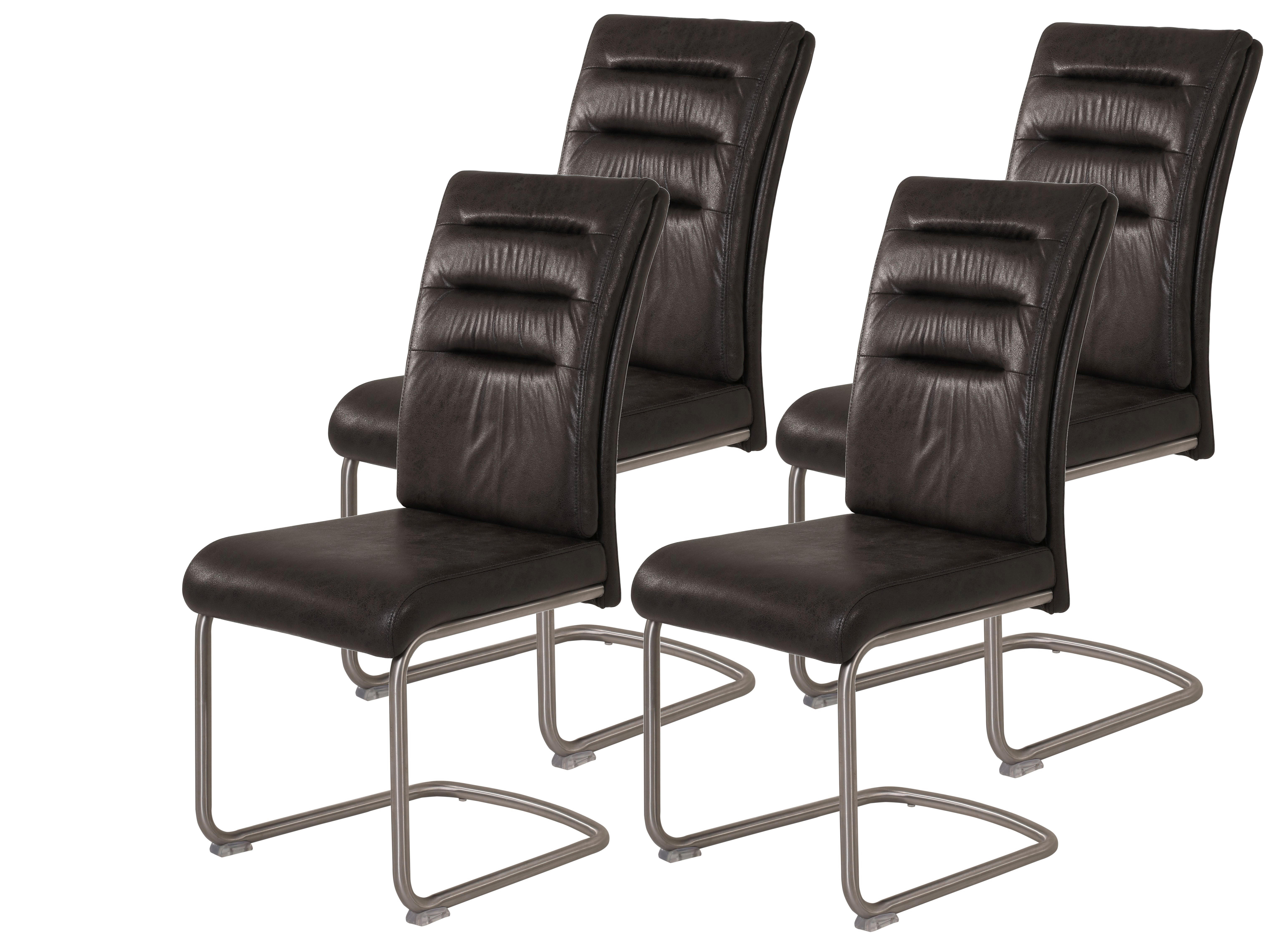 Schwingstuhl Paula 4er Set anthrazit Vintage Microfaser B/H/T: ca. 45x102x65 cm Paula 4er Set - anthrazit (45,00/102,00/65,00cm) - Hela