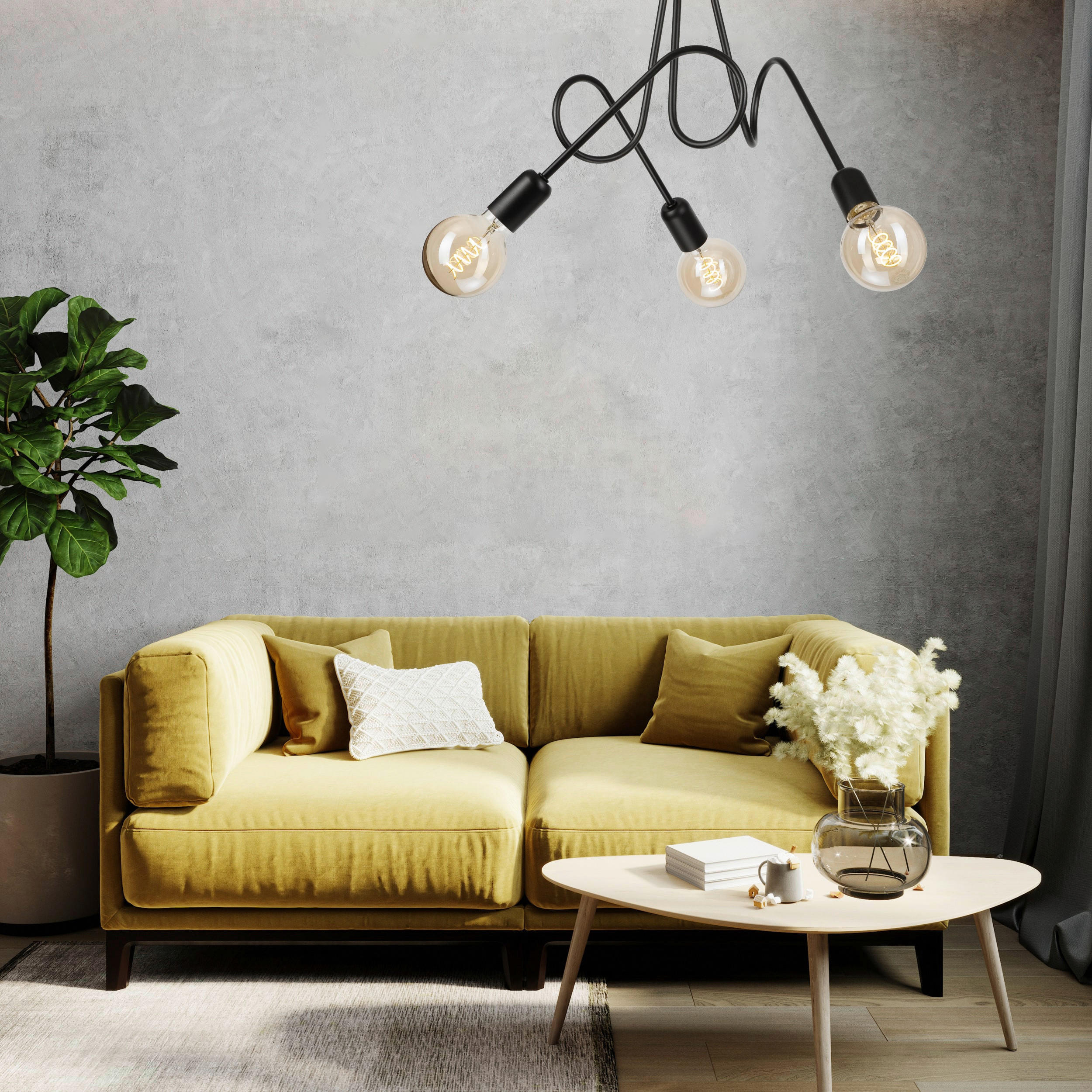 Thumbnail - Lamkur Kronleuchter schwarz Stahl B/H/L: ca. 39x54x54 cm E27 3 Brennstellen