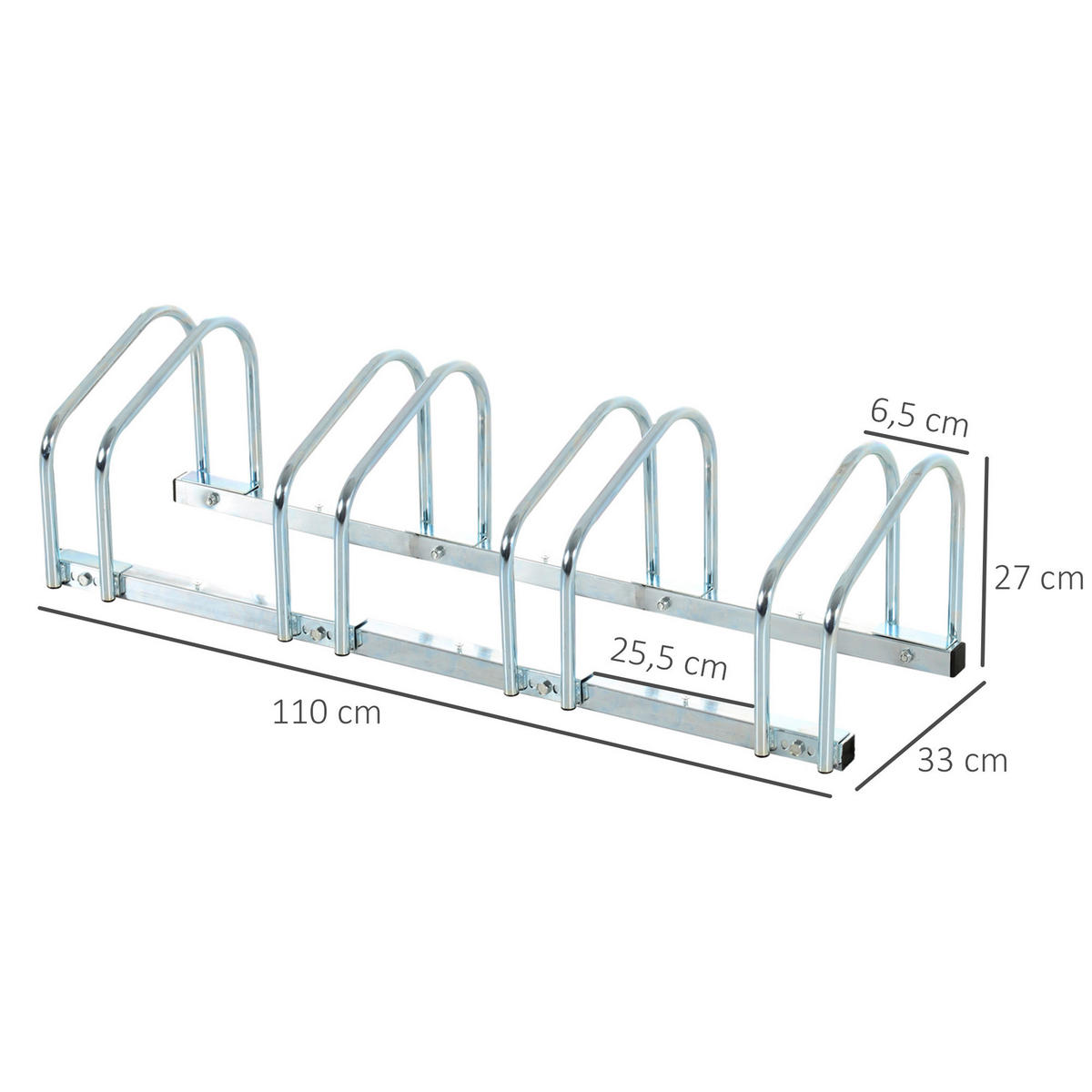 HOMCOM Fahrradhalter silber silber B/H/L: ca. 33x27x110 cm Fahrradhalter - silber (110,00/33,00/27,00cm) - HOMCOM