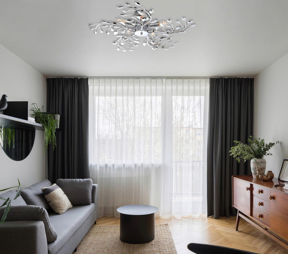 GLOBO Deckenleuchte Chrom Metall H/D: ca. 16x65 cm E14 5 Brennstellen FLASH - Chrom (65,00/16,00cm) - GLOBO