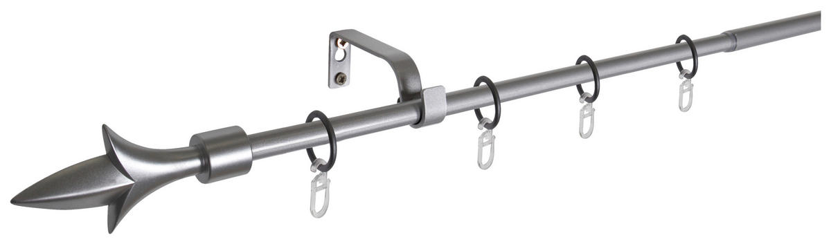 Gardinenstange silber Aluminium ausziehbar von ca. 130 bis 240 cm 1.0 Läufe Gardinenstange_Lance - silber