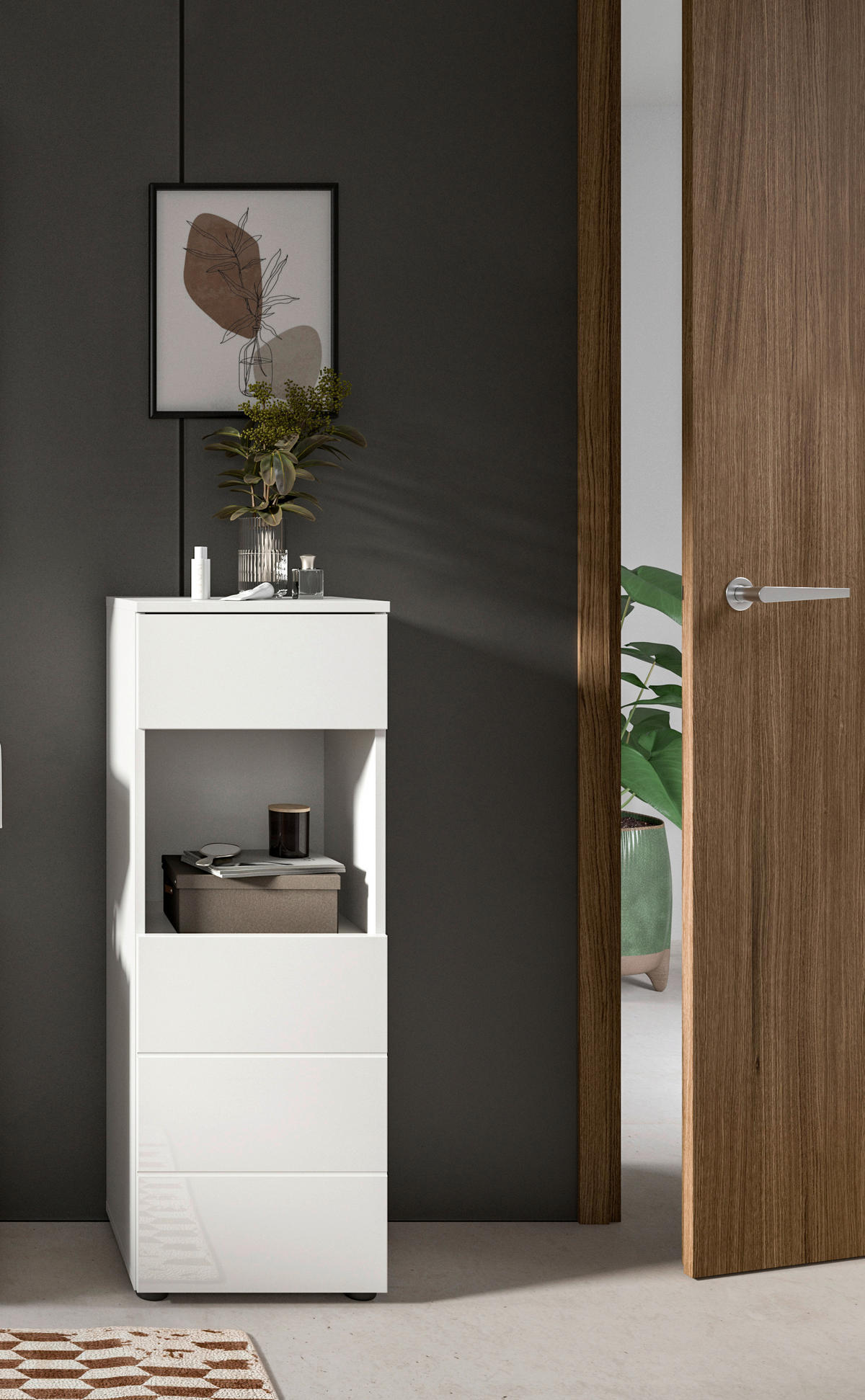 Badhochschrank VIRA weiß weiß Hochglanz B/H/T: ca. 38x106x34 cm VIRA - weiß (38,00/106,00/34,00cm) - xonox.home