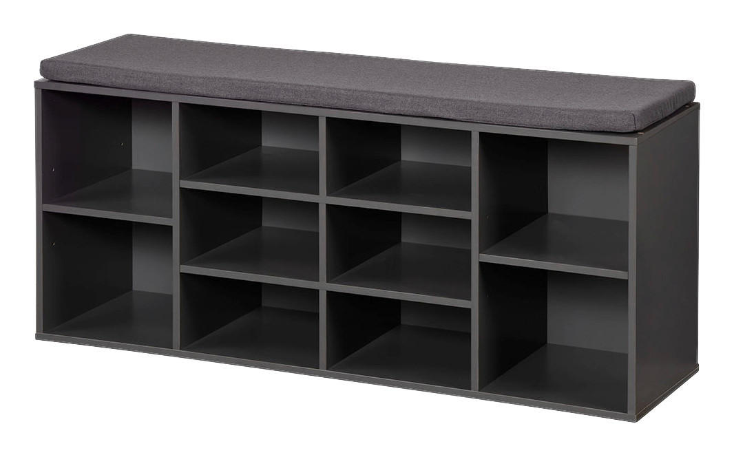 Kesper Schuhregal grau Spanplatte B/H/T: ca. 103,5x48x29,5 cm Schuhregal_mit_Sitzkissen - grau (103,50/48,00/29,50cm) - Kesper
